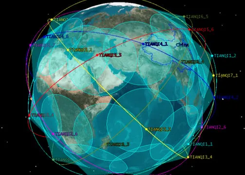 Constellation of low Earth orbit IoT satellites around Earth